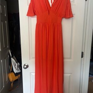 Flying Tomato Vibrant Orange Maxi Dress